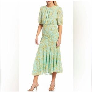 Sachin + Babi Green and Yellow Midi Dress
